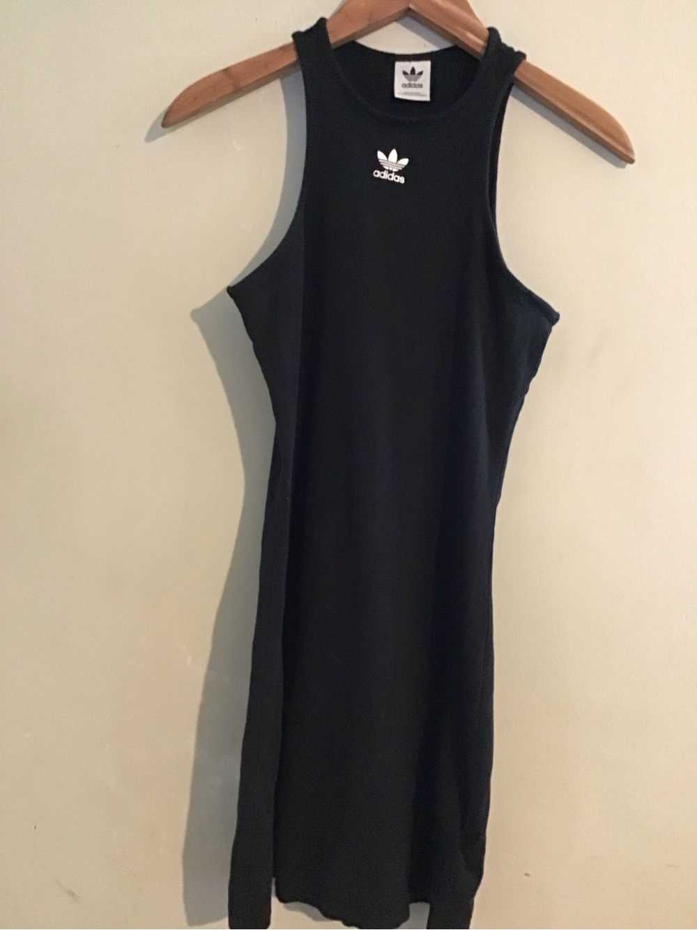Adidas Black Ribbed Racerback Dress with White Trefoil